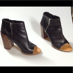 Leather Open Toe Fierce Black Bootie